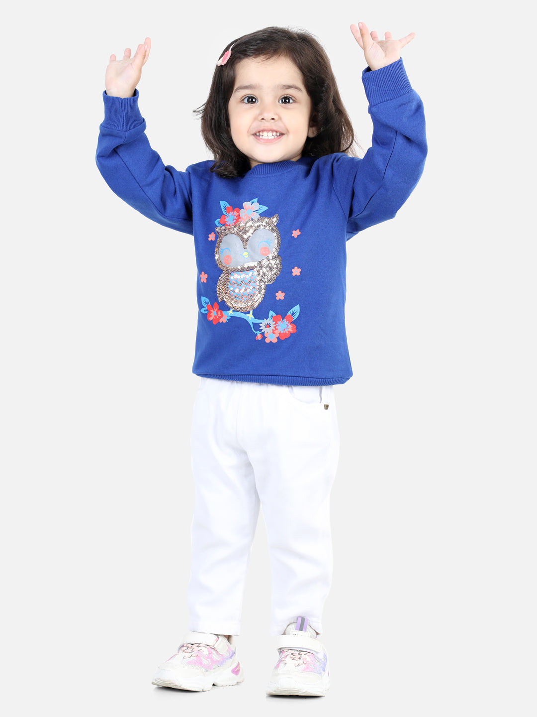 BownBee Full Sleeve Sweatshirt for Girls- Blue