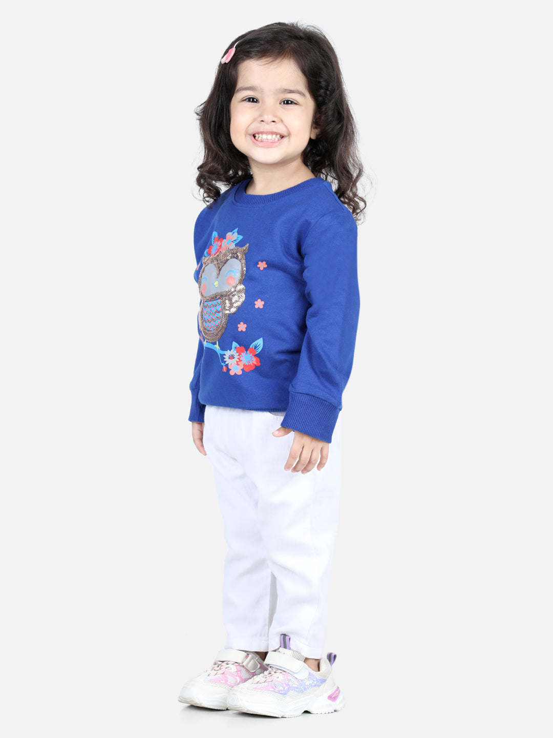 BownBee Full Sleeve Sweatshirt for Girls- Blue