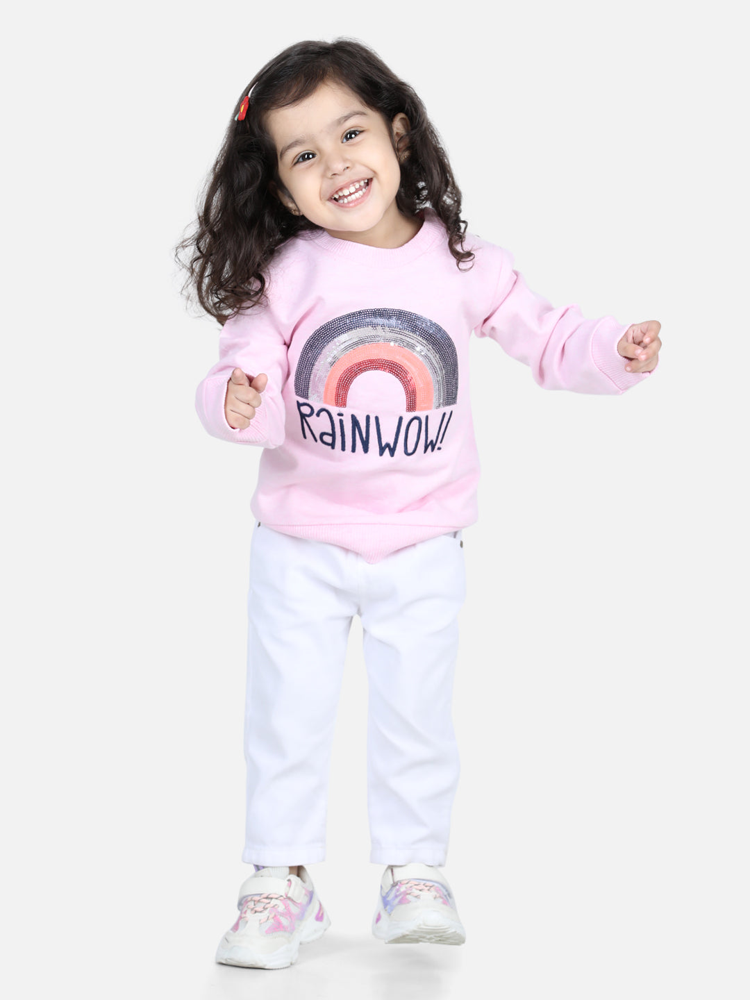 BownBee Full Sleeve Sweatshirt for Girls- Pink