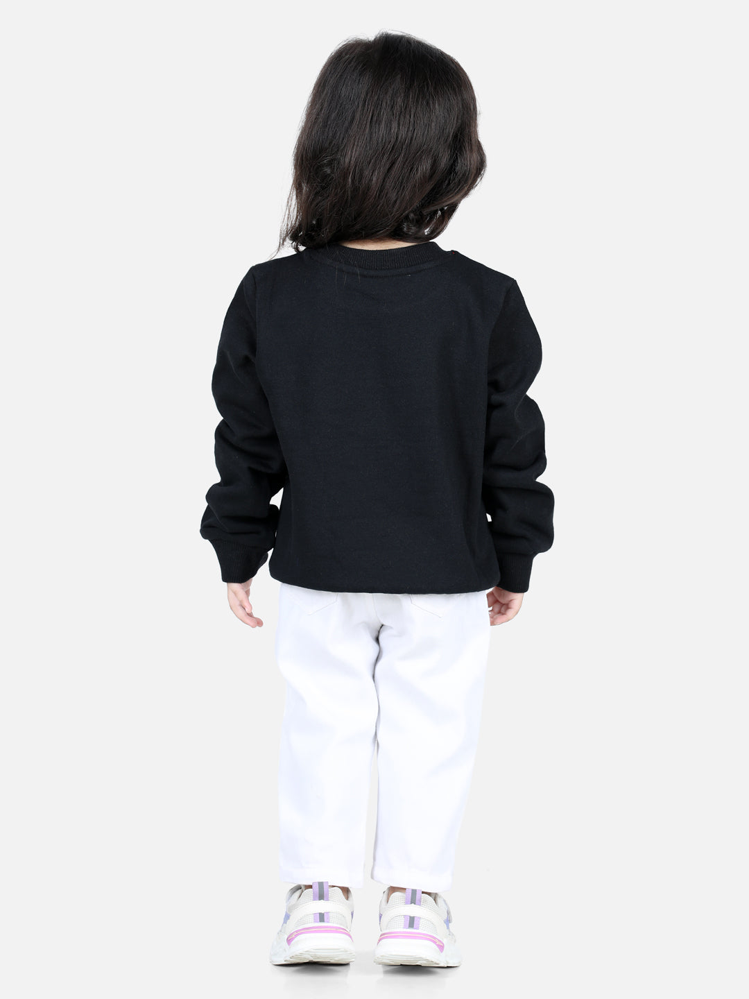 BownBee Full Sleeve Sweatshirt for Girls- Black