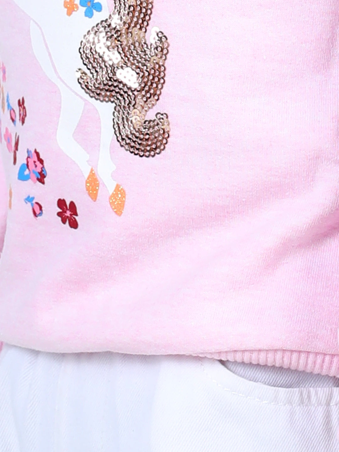 BownBee Full Sleeve Sweatshirt for Girls- Pink
