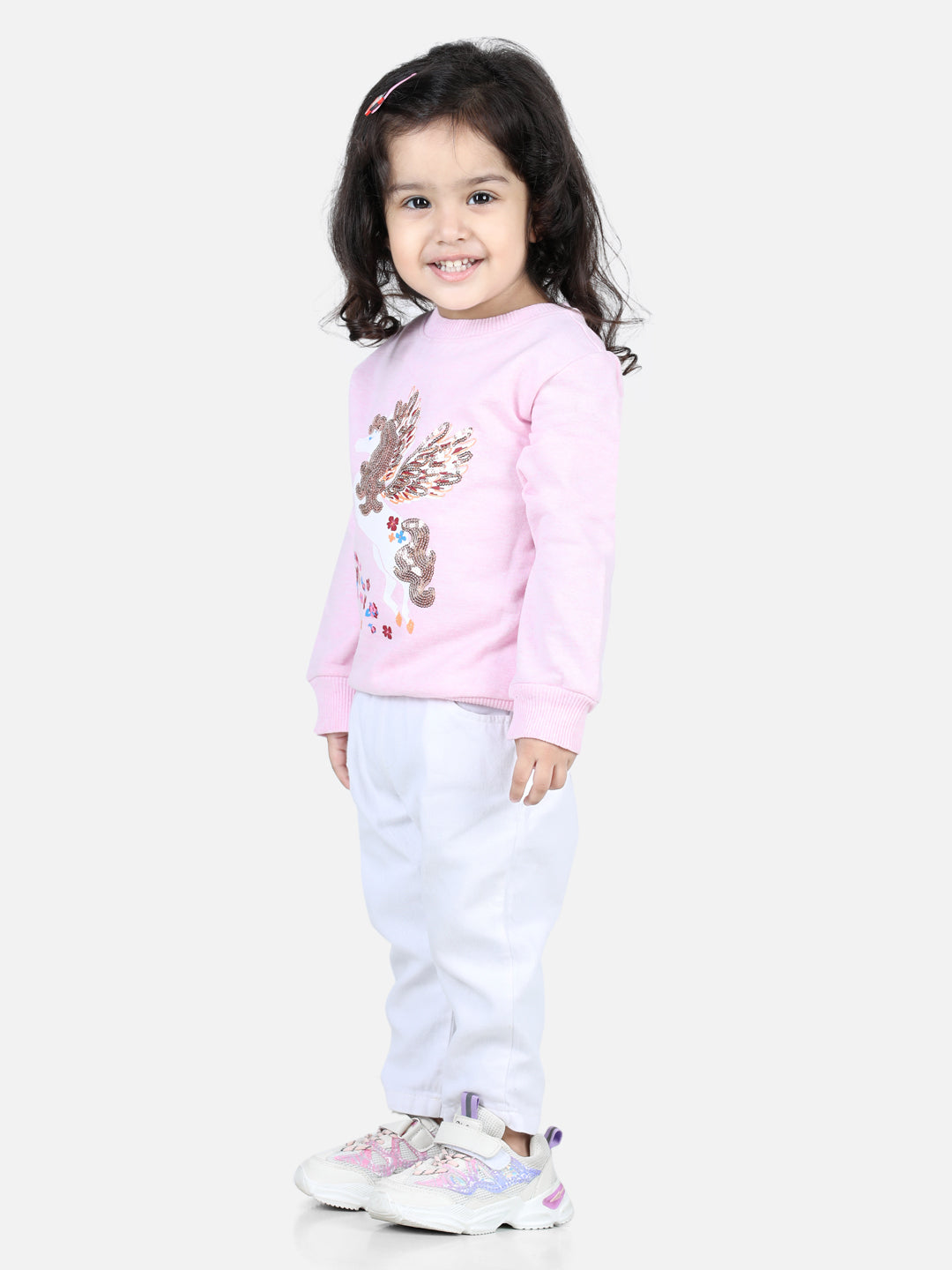 BownBee Full Sleeve Sweatshirt for Girls- Pink