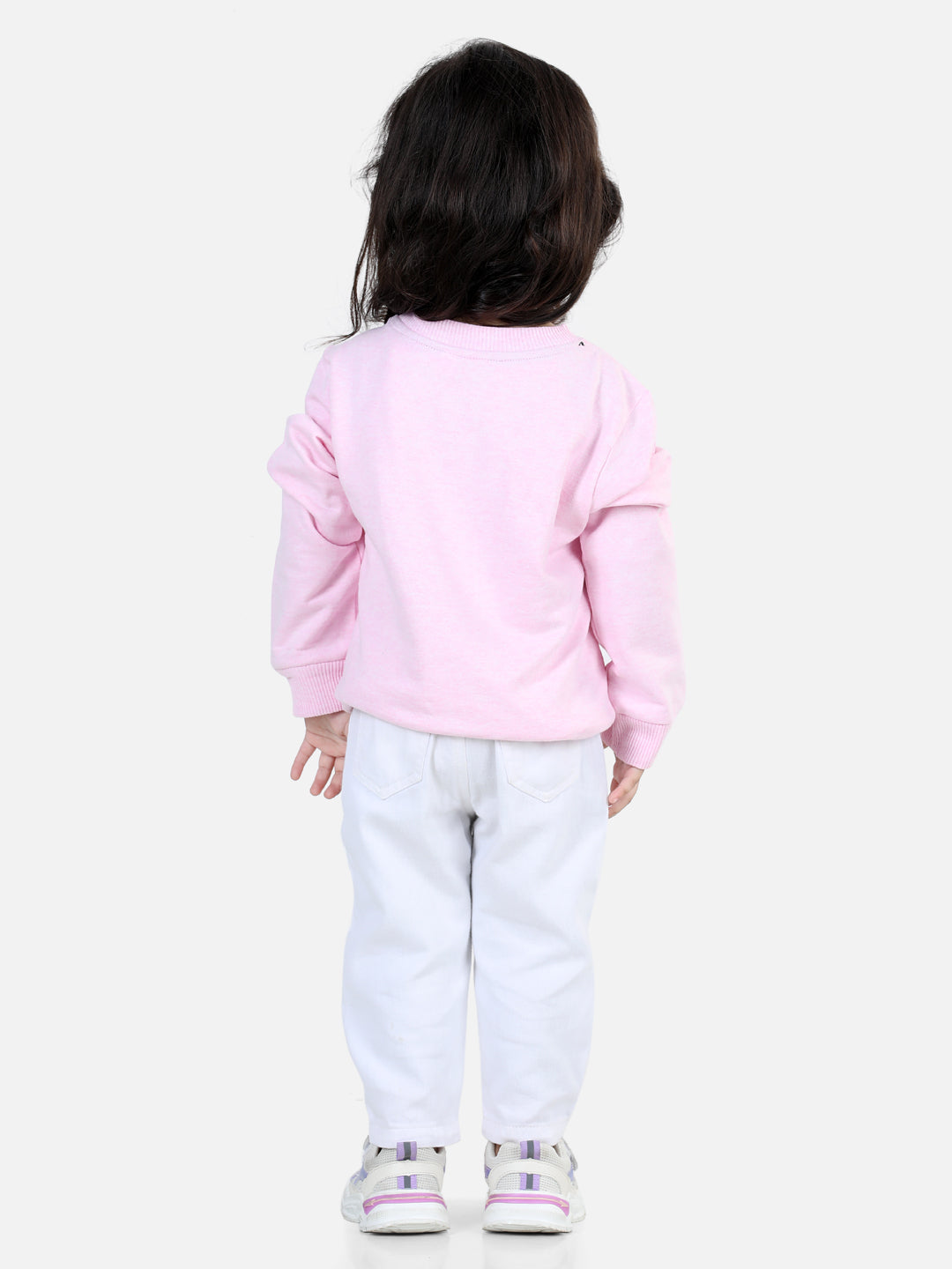 BownBee Full Sleeve Sweatshirt for Girls- Pink
