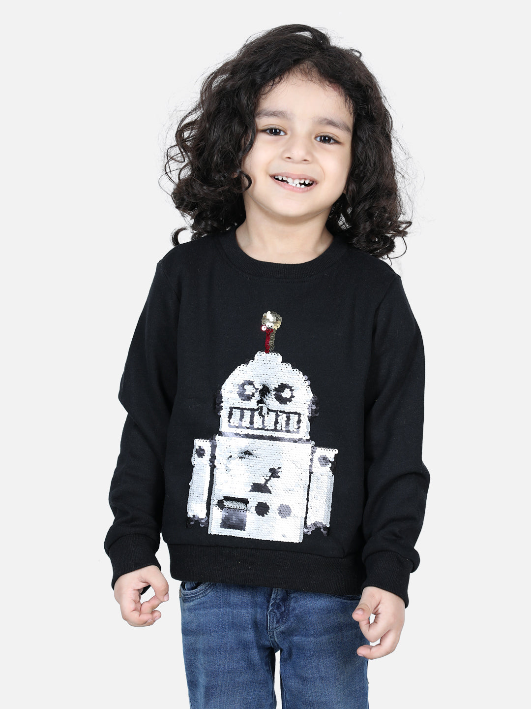 BownBee Full Sleeve Sweatshirt for Boys- Black
