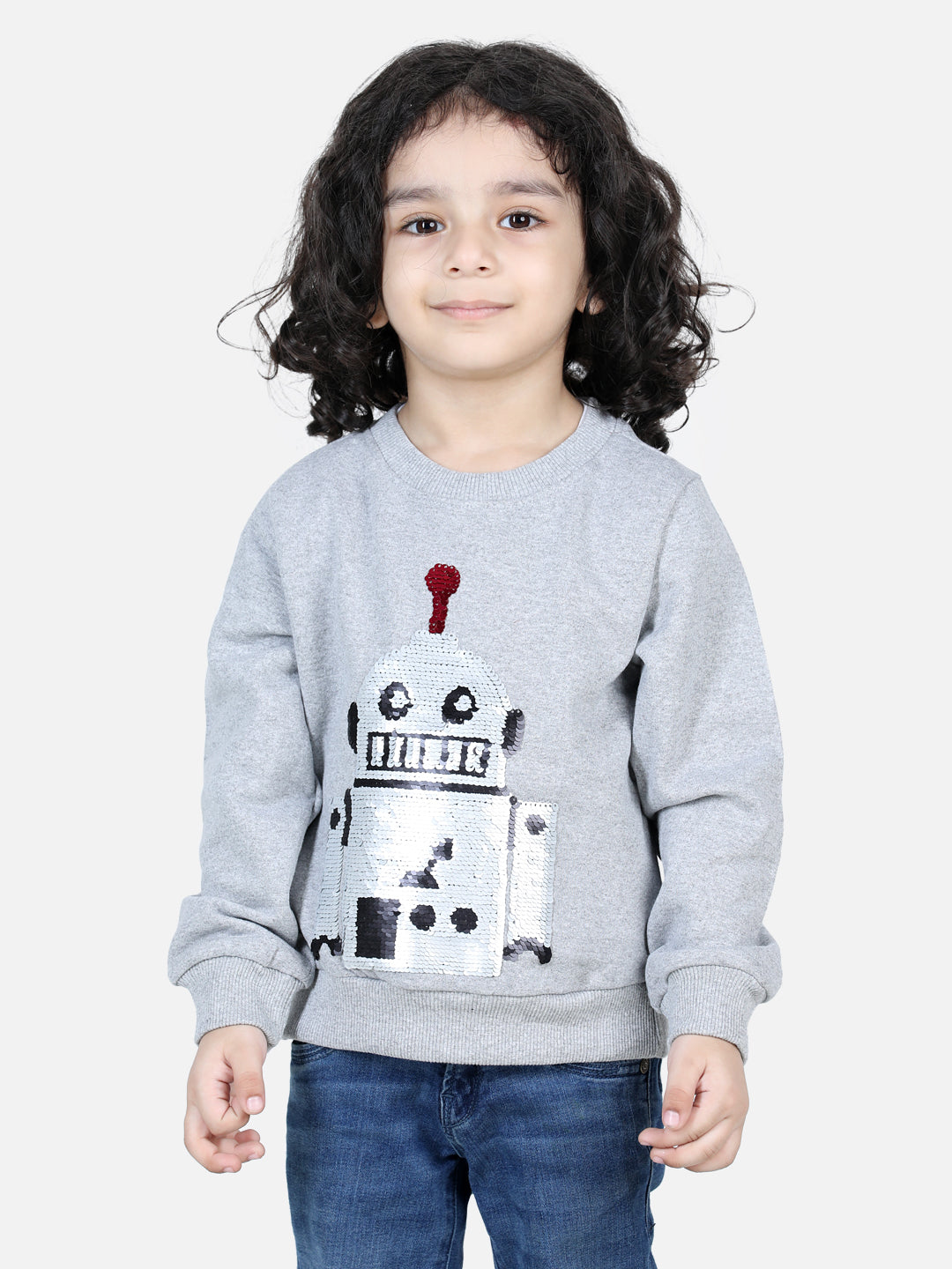 BownBee Full Sleeve Sweatshirt for Boys- Gray