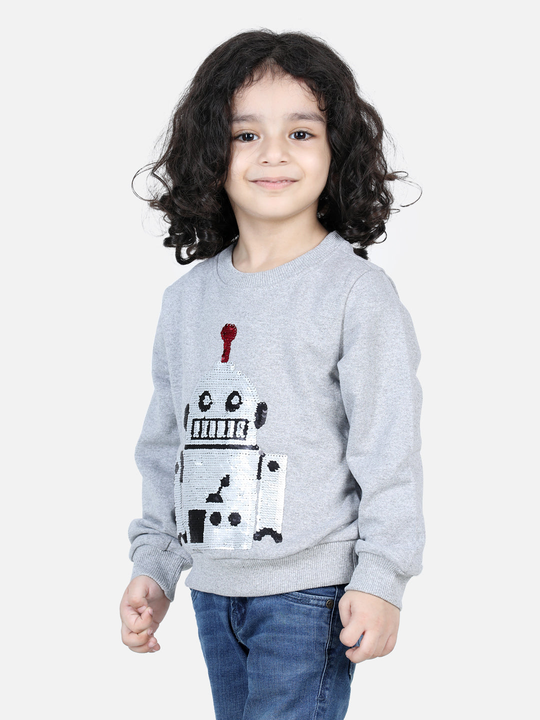 BownBee Full Sleeve Sweatshirt for Boys- Gray