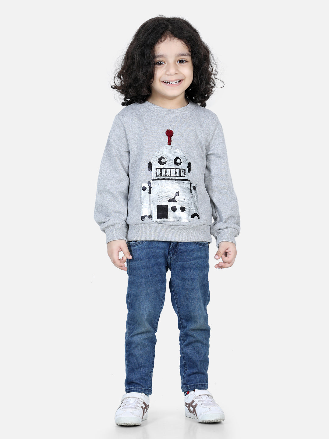 BownBee Full Sleeve Sweatshirt for Boys- Gray