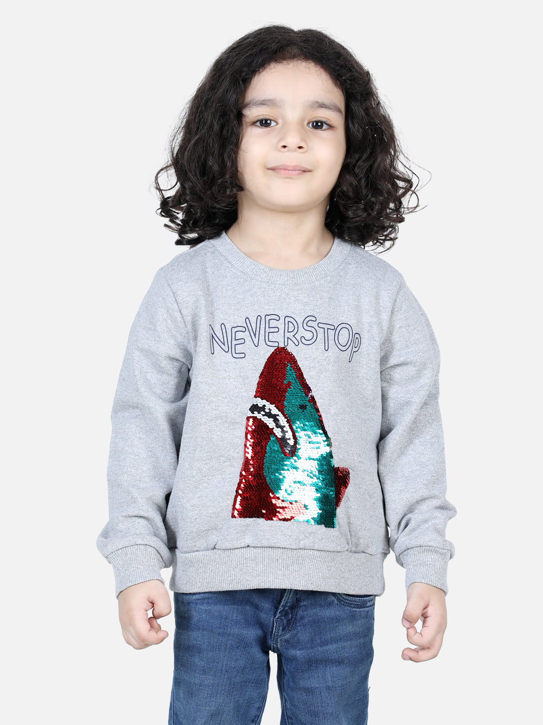 BownBee Full Sleeve Sweatshirt for Boys- Gray