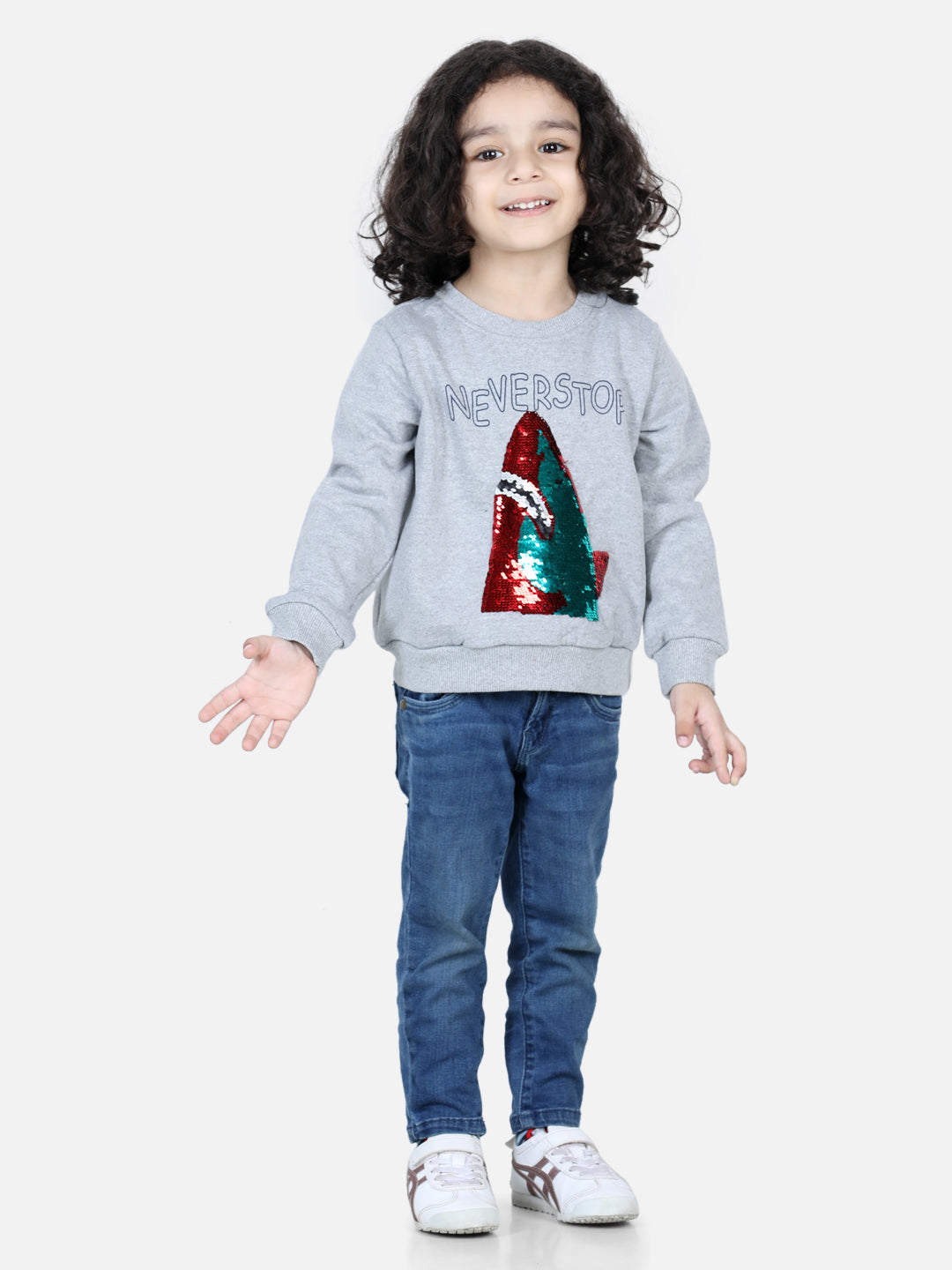 BownBee Full Sleeve Sweatshirt for Boys- Gray