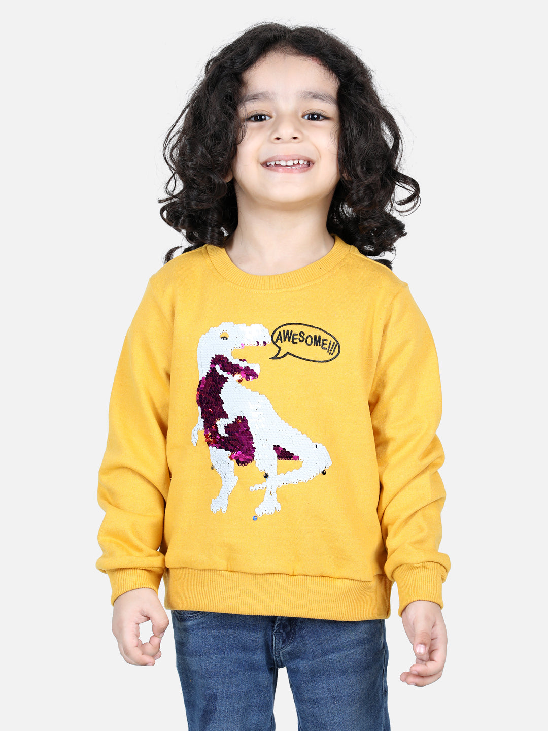 BownBee Full Sleeve Sweatshirt for Boys- Yellow