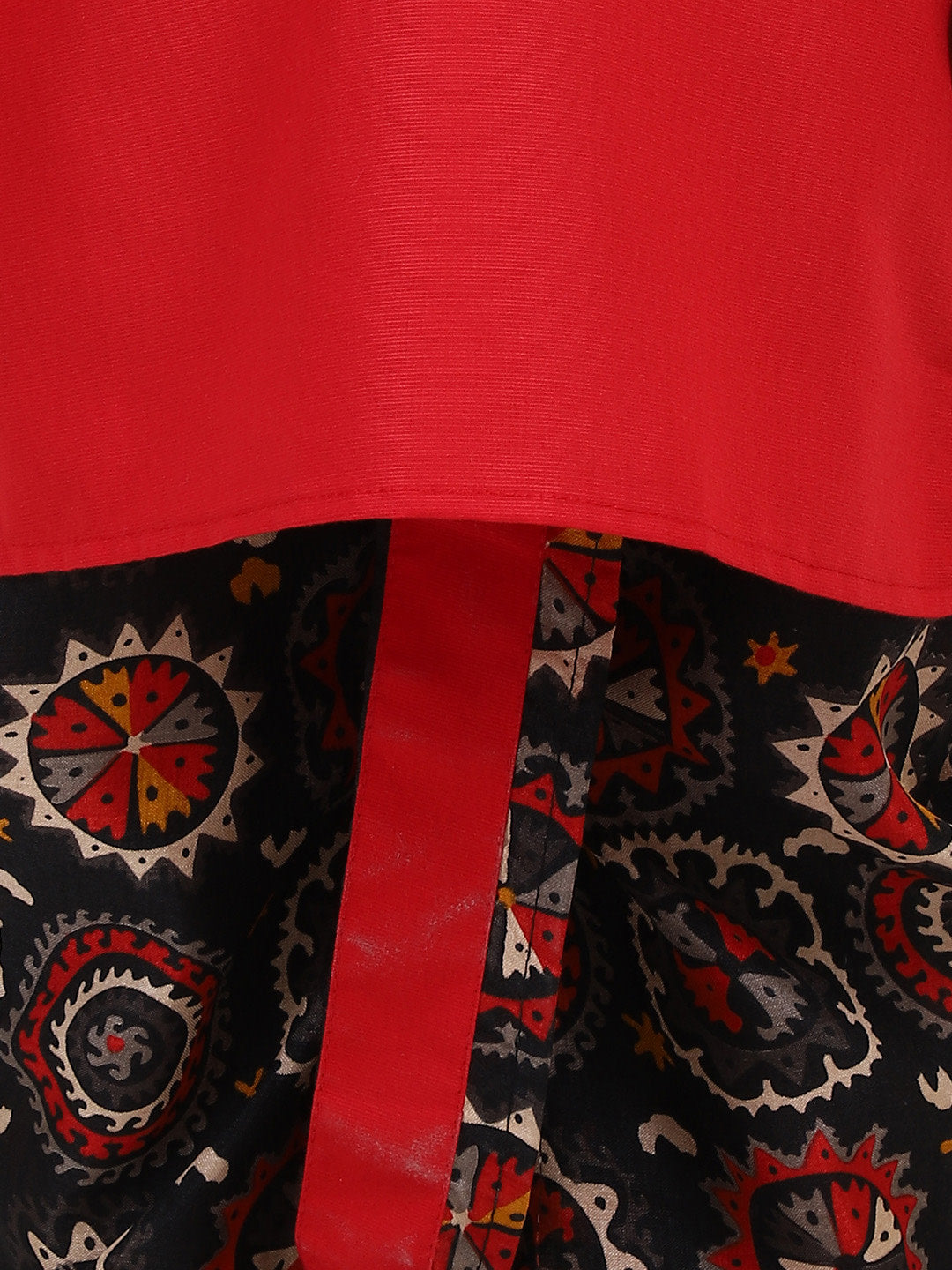 BownBee Full Sleeves Kurta & Printed Dhoti - Red