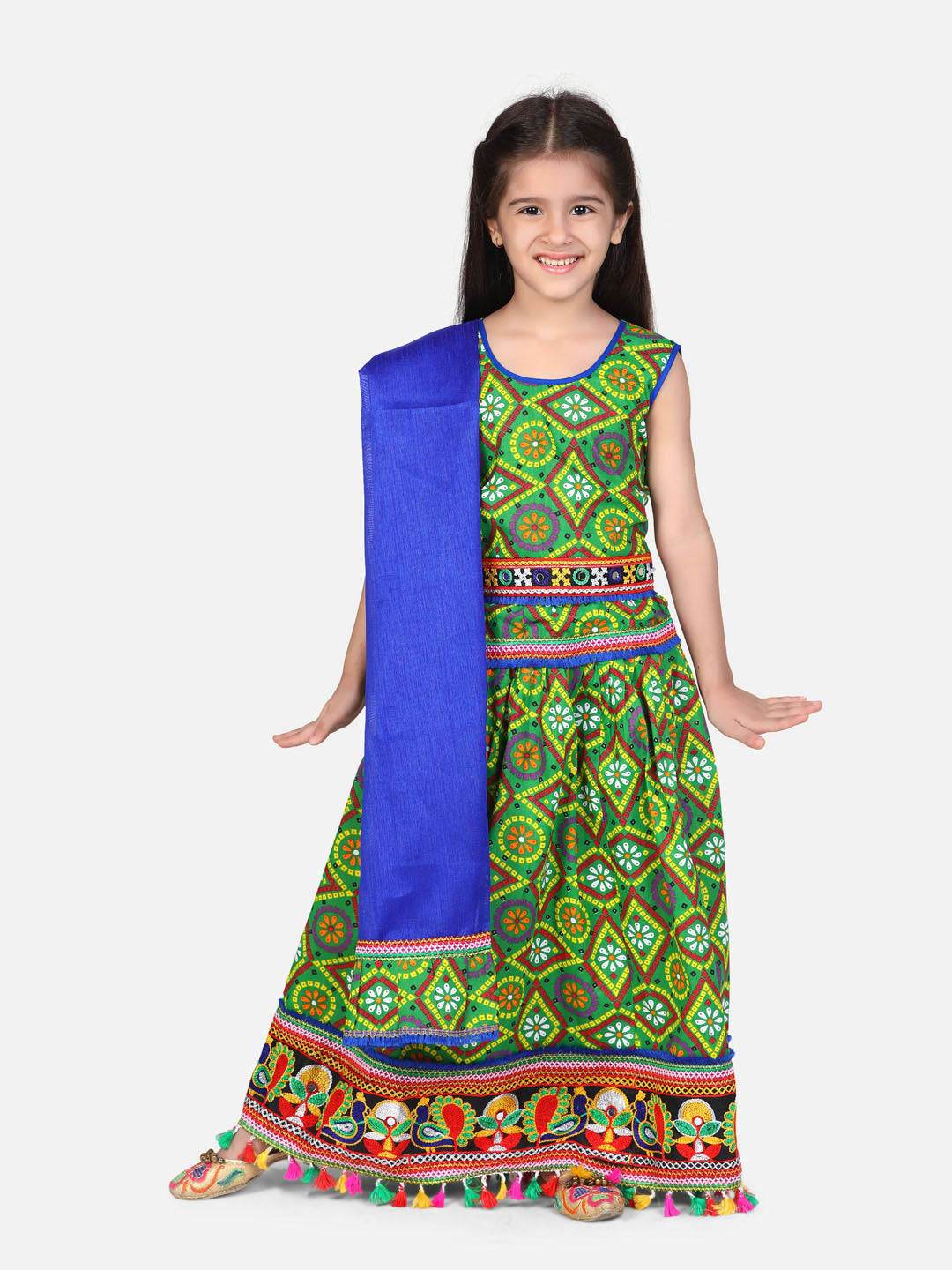 BownBee Bandhani Chaniya Choli With Dupatta- Green