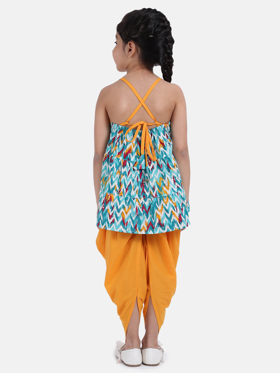 BownBee Sleeveless Printed Top With Dhoti