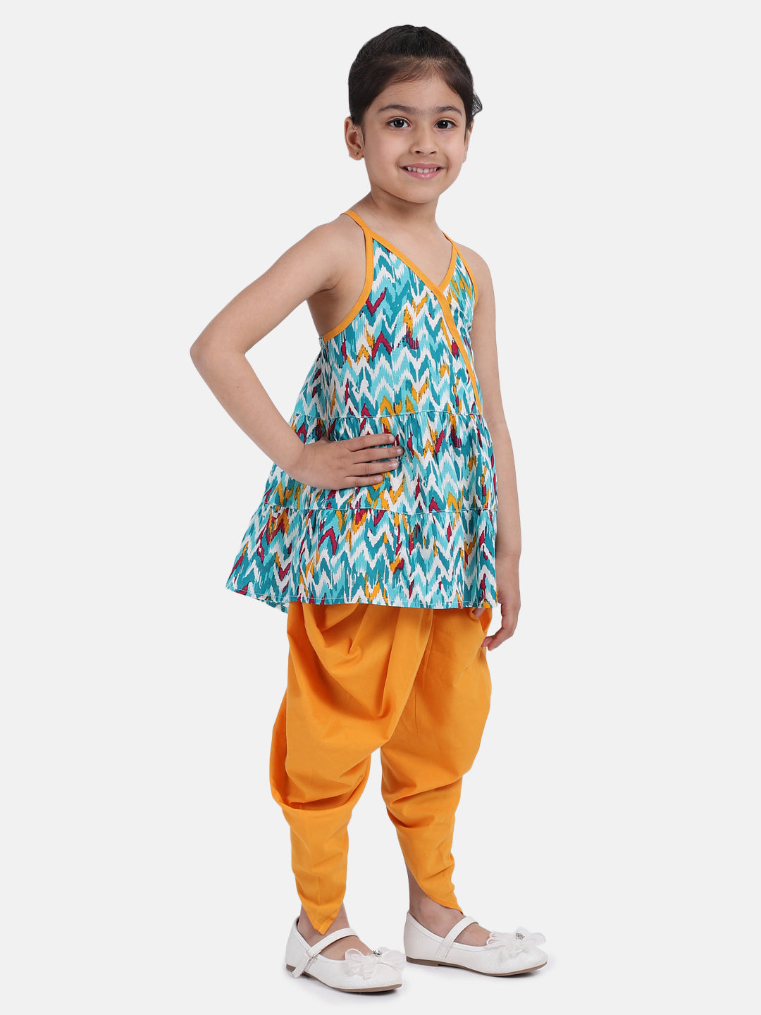 BownBee Sleeveless Printed Top With Dhoti