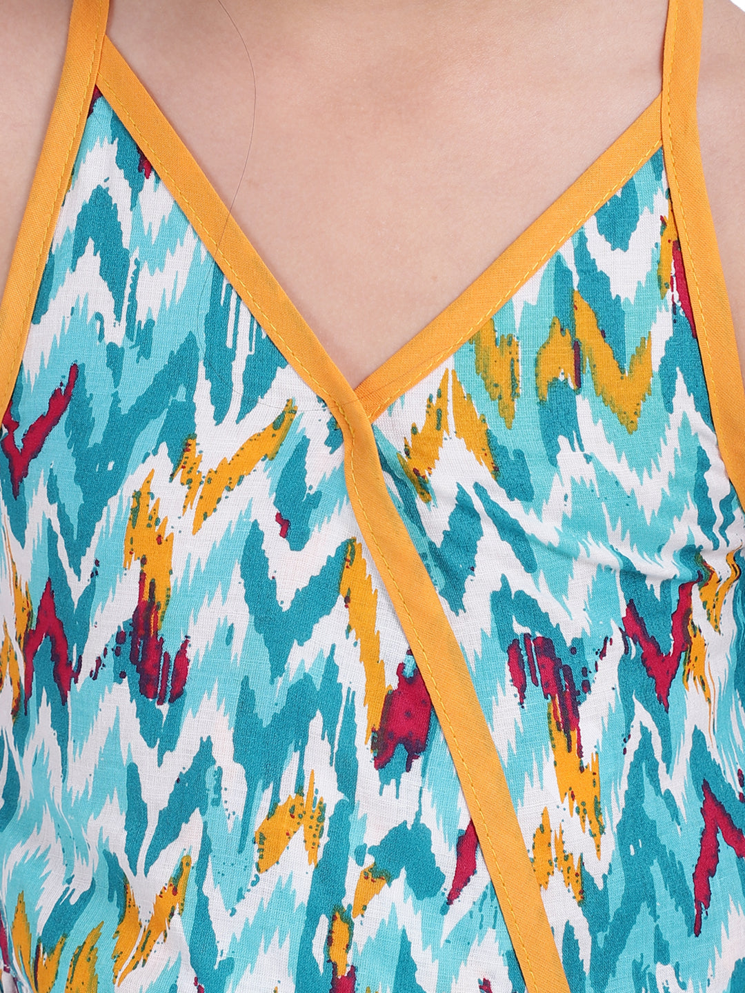 BownBee Sleeveless Printed Top With Dhoti