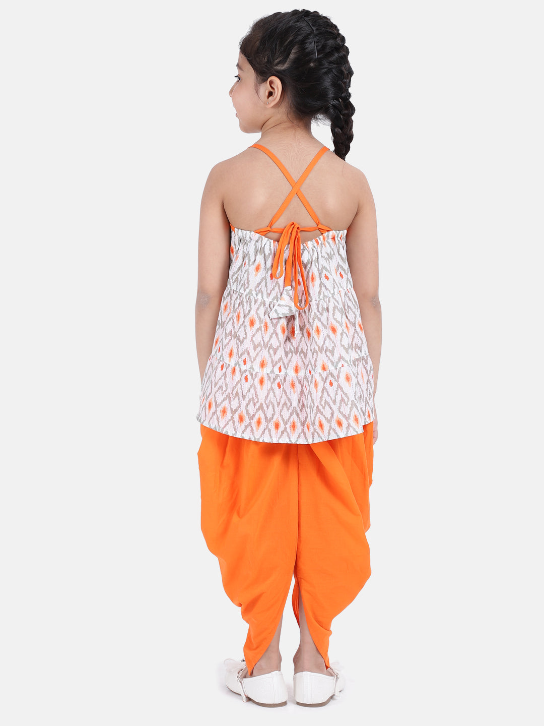 BownBee Cambric Cotton Halter Neck Top Dhoti For Girls-Super Sale