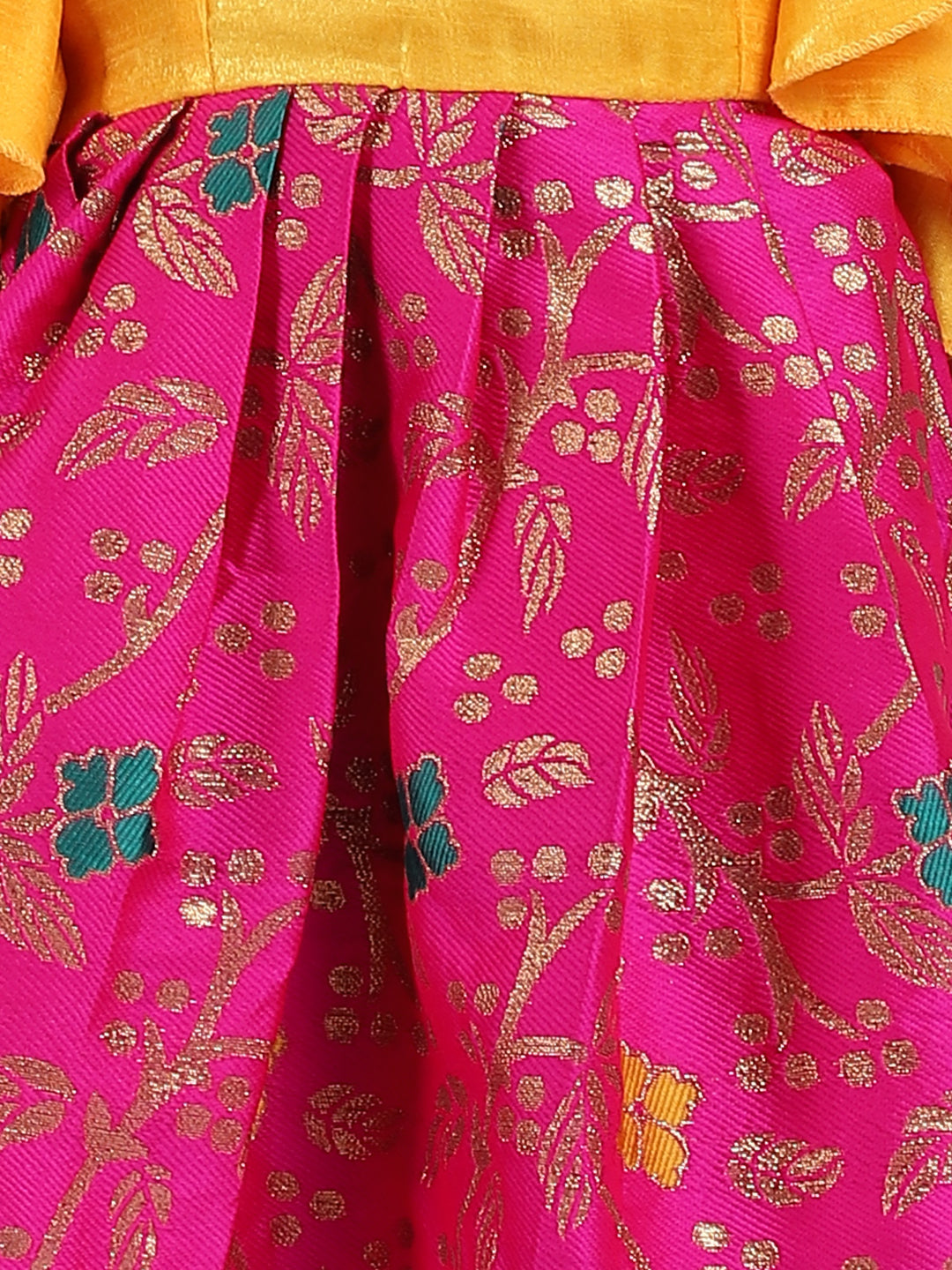 BownBee Ruffled Half Sleeves Flower Printed Gown - Pink