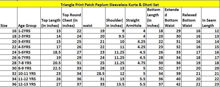 BownBee Sleeveless Triangle Patch Detailing Peplum Kurta & Dhoti Set- Super Sale