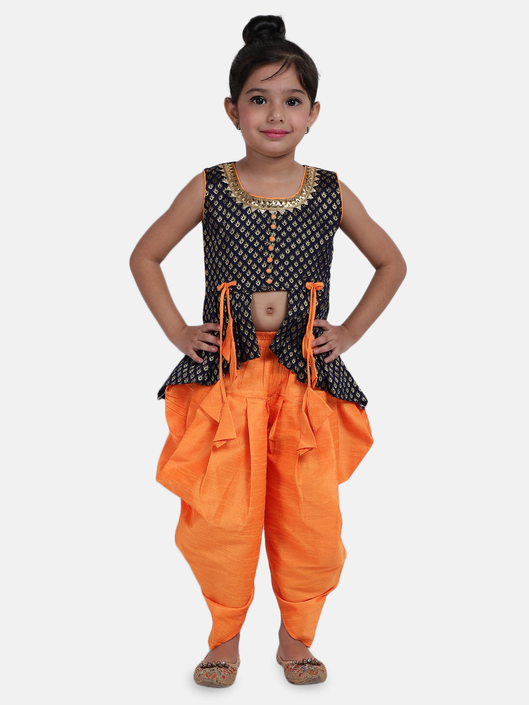 BownBee Tassel Design Sleeveless Peplum Kurti With Dhoti
