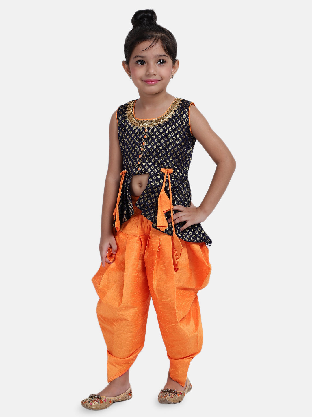 BownBee Tassel Design Sleeveless Peplum Kurti With Dhoti