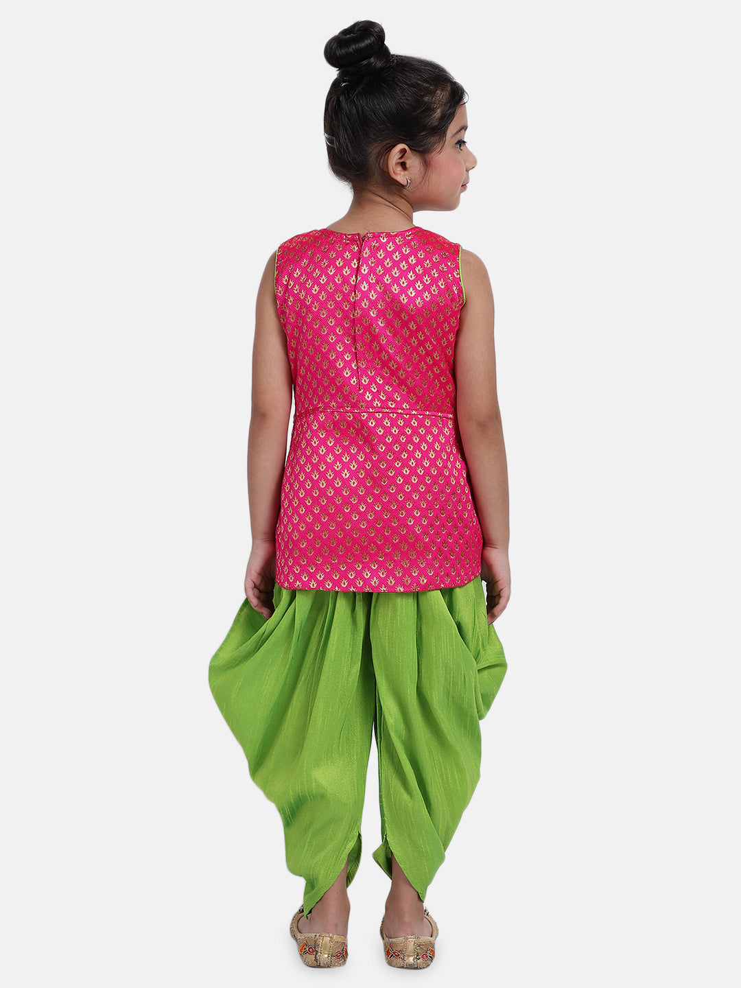 BownBee Tassel Design Sleeveless Peplum Kurti With Dhoti - Pink