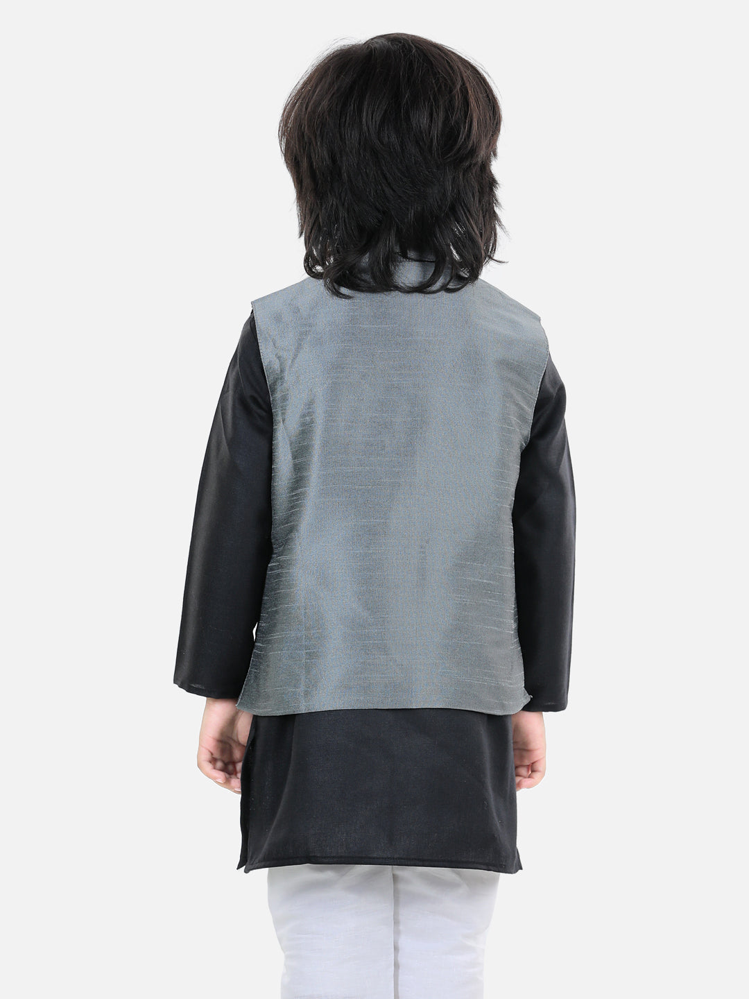 BownBee Sleeveless Solid Party Waistcoat Jacket - Grey